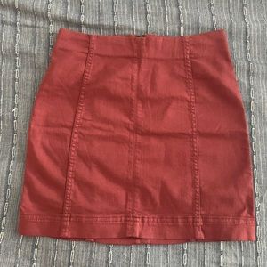 Faded Red Denim Skirt